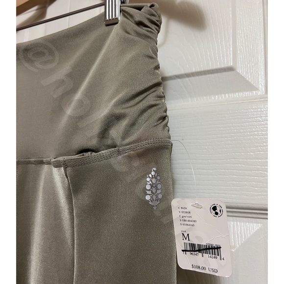 Free People Shine Ruched Vented Kick Flare Leggings Green - Picture 6 of 9